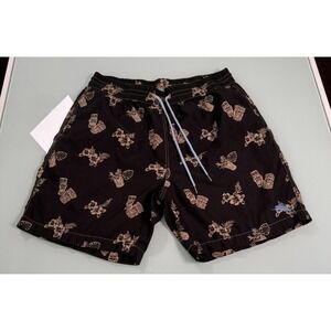 Tommy Bahama Relax Swim Short's Men's L Lined Black w/ Tiki Theme DadCore